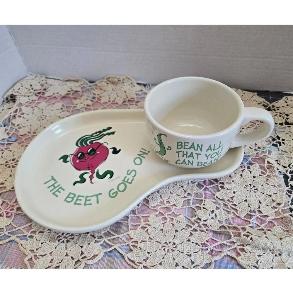 Unique Vegetable‎ Pun Soup and Sandwich Set 4pc Excellent 2003 Retro Kitsch